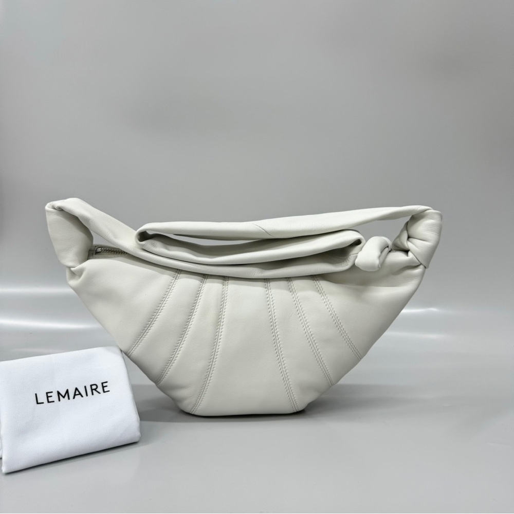 Lemaire Cream Gathered Fold-Over Shoulder Bag